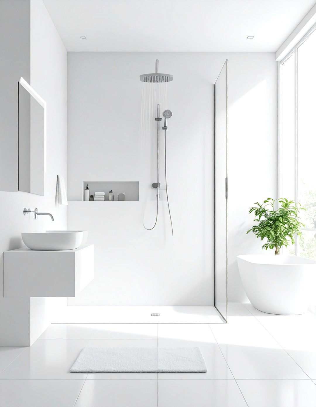Zen Minimalist White Niche - 24 Shower Niche Ideas