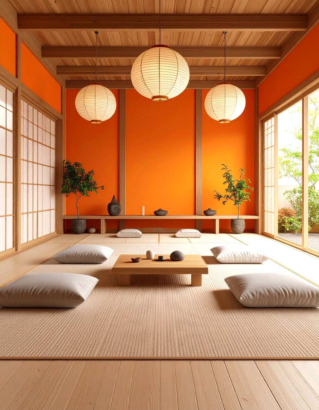 Zen Orange Meditation Room - 24 Orange Accent Wall Ideas