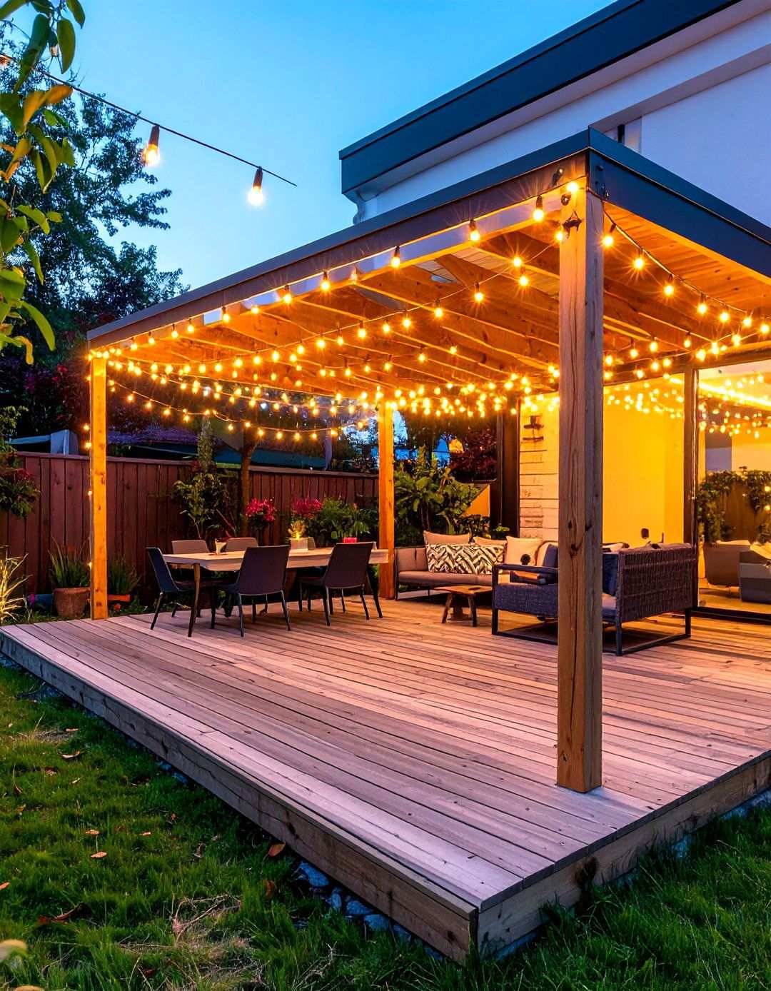 Zigzag String Light Pattern Design - 24 Patio String Light Ideas